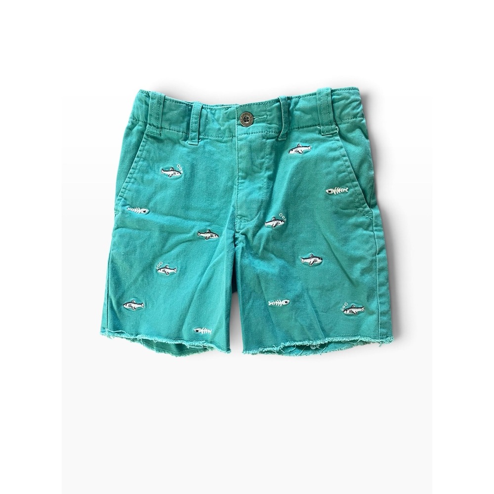 Polo Ralph Lauren Kids Teal Shark Embroidered Chino Shorts Frayed Hem 4T